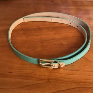 J Crew’s Skinny Belt in Patent Leather Turquoise!